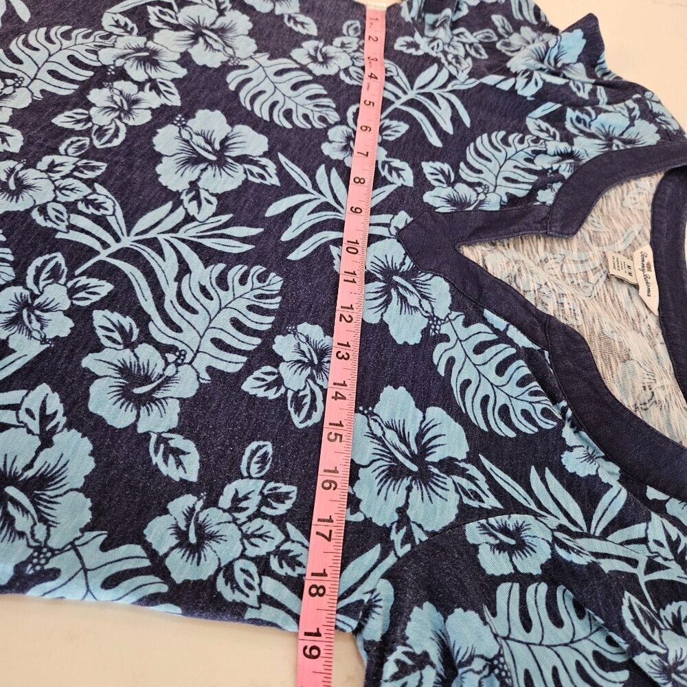 Tommy Bahama Floral Embroidered Tunic Hoani Hibiscus Navy Medium Cotton Modal - Picture 10 of 11